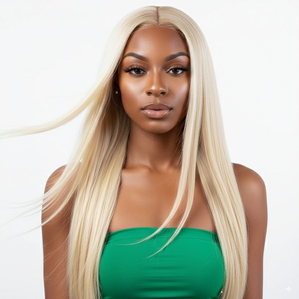 9A Malaysian Straight Human Hair Extension Platinum Blonde