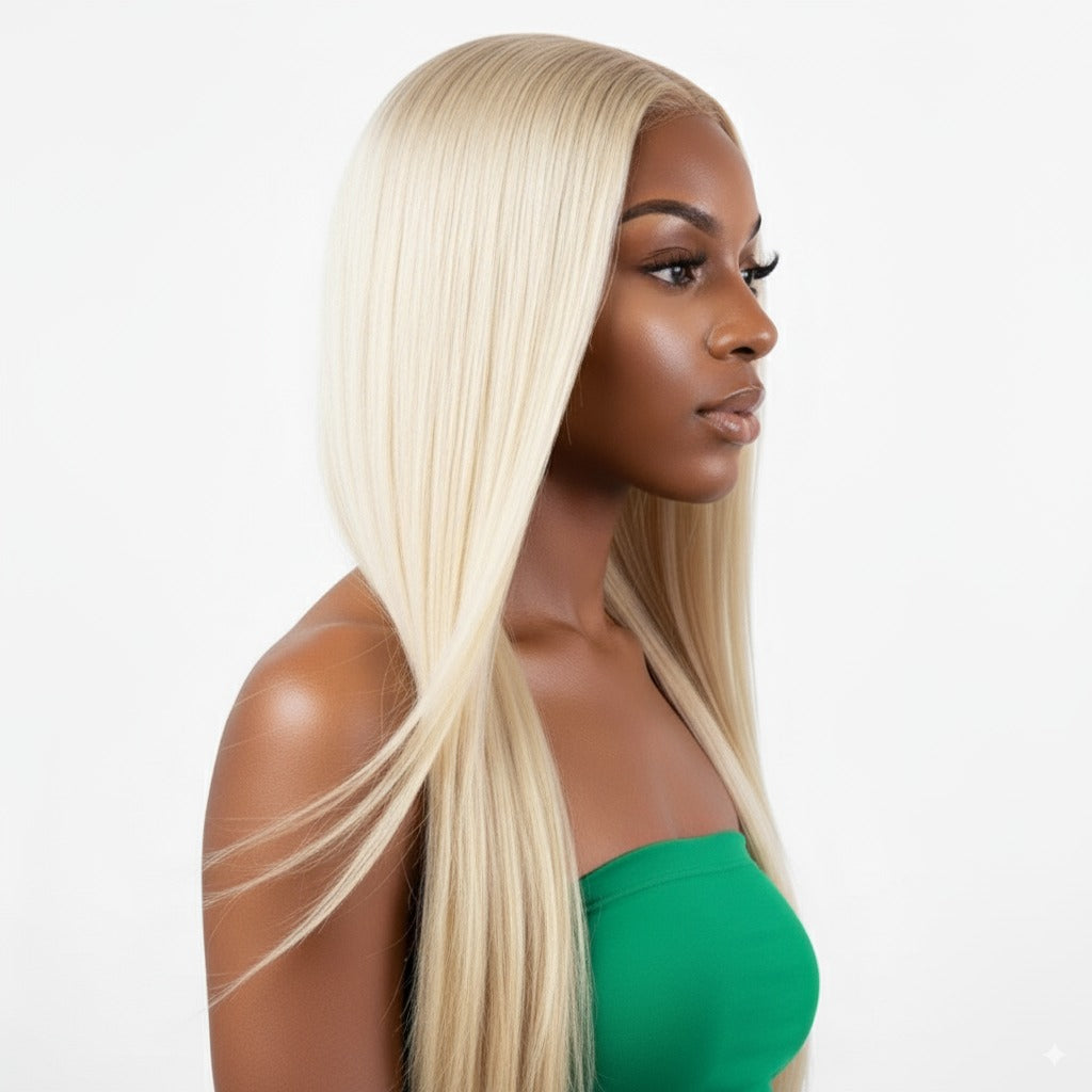 9A Malaysian Straight Human Hair Extension Platinum Blonde