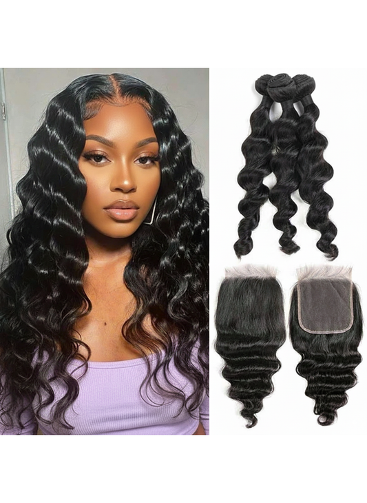 3 Bundle Loose Wave Set w/ Closure